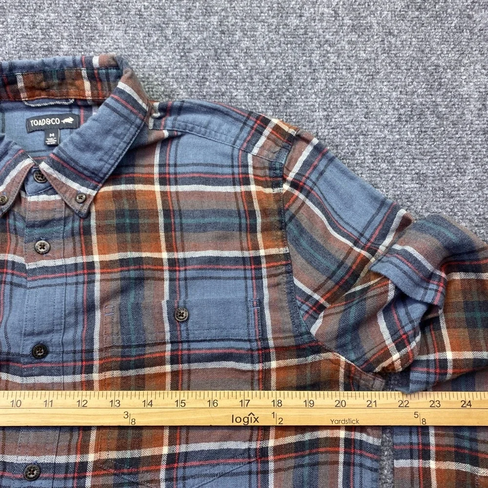 Toad&Co Mens Airsmyth LS‎ Shirt Blue Orange Plaid Flannel T2241915 Sz M Outdoor